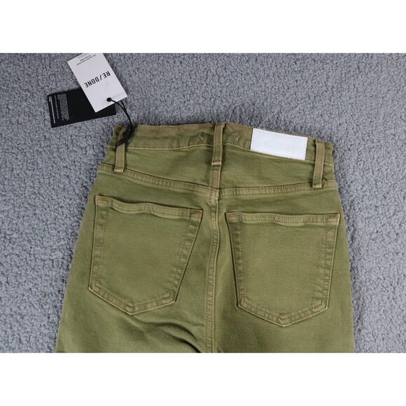 New Re/Done Womens 24 Green Jeans 70s Ultra High Rise Stove Pipe - Picture 4 of 8